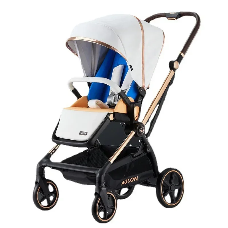 2024Rainbow Stroller Two-way High View Light Button Folding Can Sit on A Parachute Cart