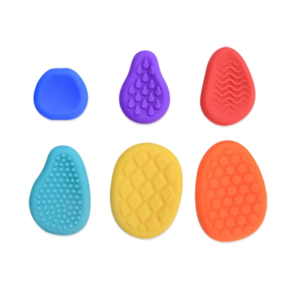 6pcs Silicone Worry Stone Toy Safe ADHD Teens Calm Down Sensory Fidget Toys with Rope Soft Christmas Stocking Stuffers