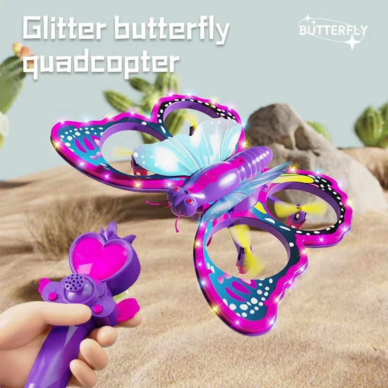 

New V40 Glitter Butterfly Remote Control Aircraft 2.4GHz Gravity Sensing Mini Drone RC Quadcopter Children's Toy Gift