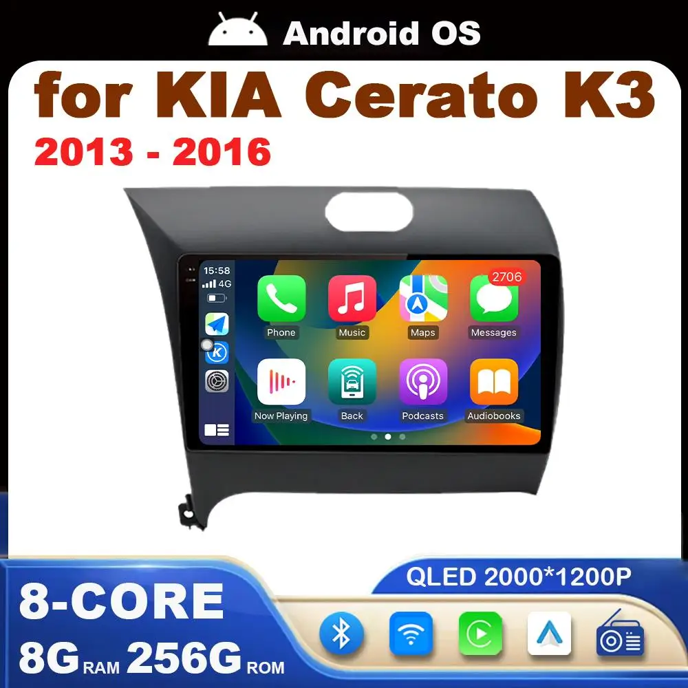 

4G+WiFi Navigation GPS Head Unit Carplay Android OS HD Screen Car Video Multimedia Player No 2 din for KIA Cerato K3 2013 - 2016