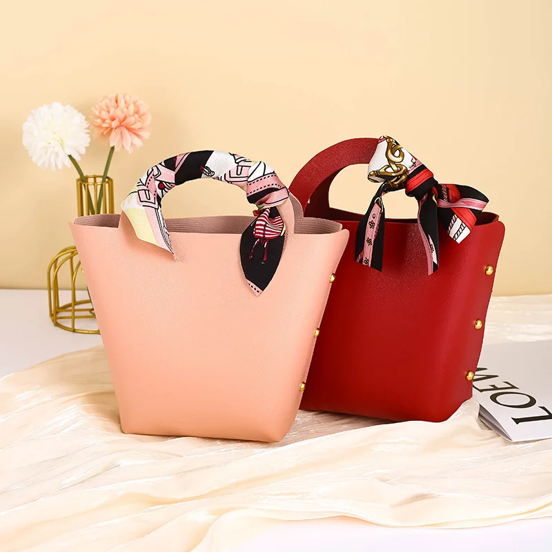 Boîte-cadeau en cuir rose pour bébé, forme de sac à main créative, petite boîte-cadeau de tempérament, fête de Noël, emballage de boîte à bonbons, shopping