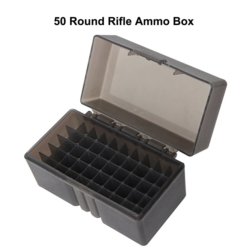50 Rounds Flip-Top Rifle Ammo Storage Box Hunting Cartridge Case for 5.56x45/.17/.222/.223/204 Rug Caliber Gun Ammo Safe Box New