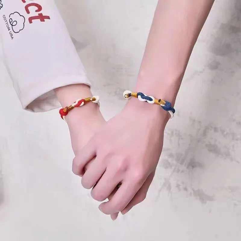 طويلة أبدية لبعضنا البعض تصميم صغير المنسوجة اليد حبل عقدة متحدة المركز سوار زوجين طالب Qixi الحب رمز Holid