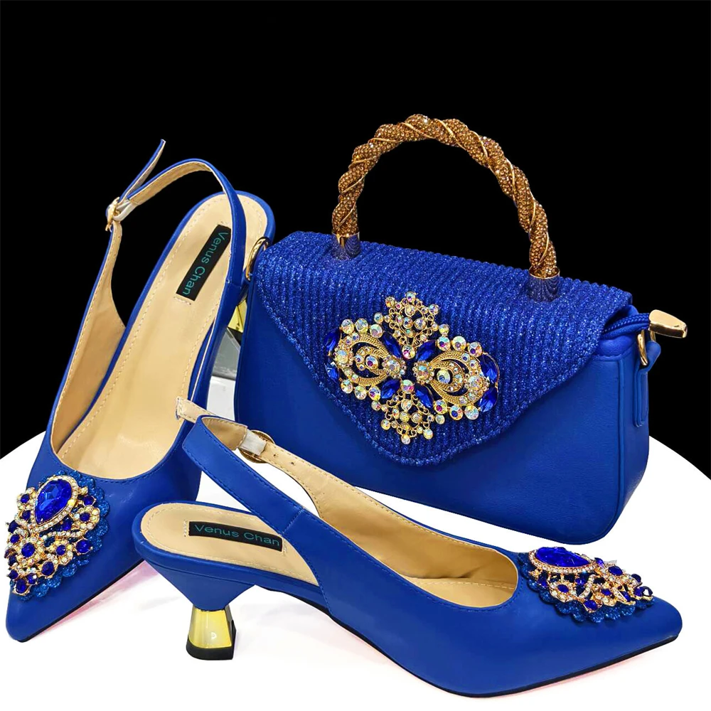 Doershow High Quality African Style Ladies Shoes And Bags Set Latest gold Italian Shoes And Bag Set For Party HAS1-23