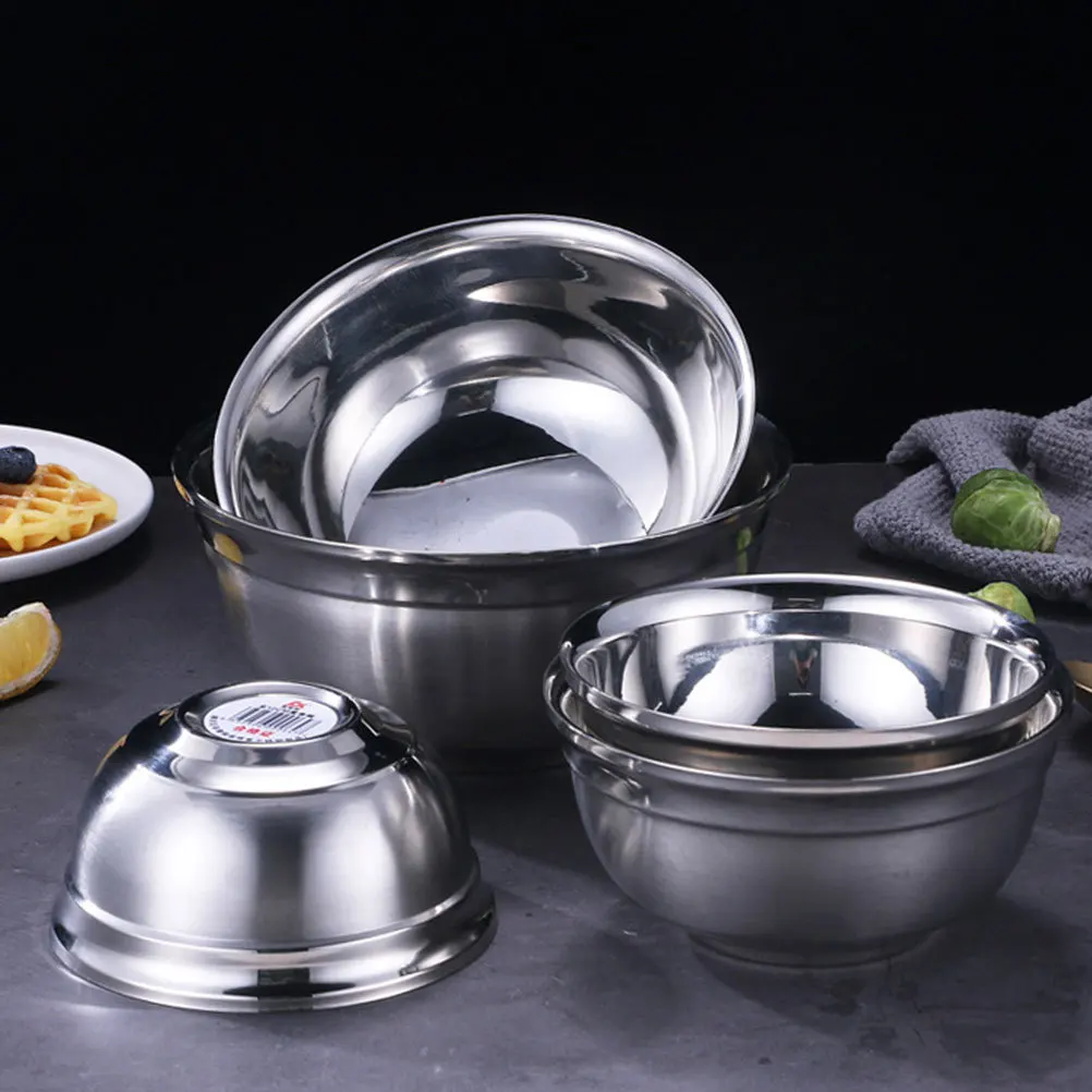 

2Pcs Thick Stainless Steel Double Layer Insulated Bowls Heat Resistant Soup Rice Noodle Food Containers Household Bowls