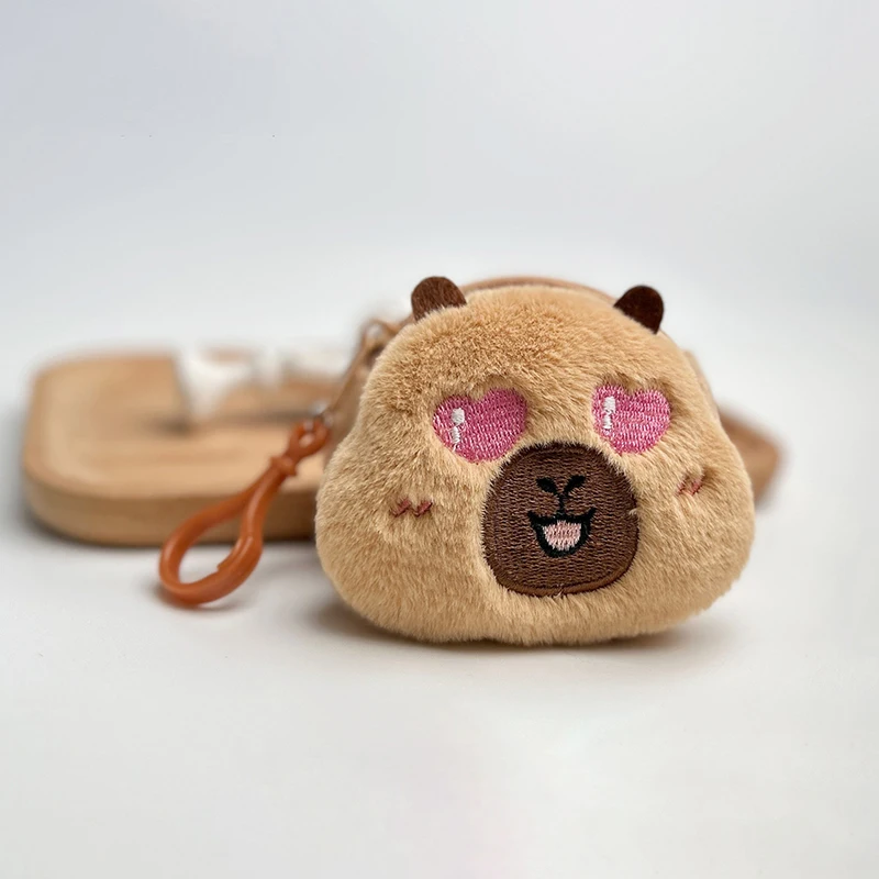 

New Cute Cartoon Capybara Plush Coin Purse Zipper Purse Keychain Small Headphone Lipstick Mini Wallet Money Bag Creative Gifts
