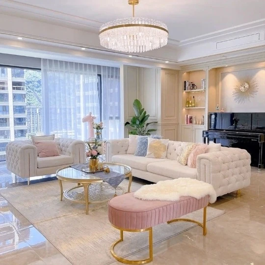 

American light luxury French cream wind technology cloth sofa living room small apartment three-person combination modern