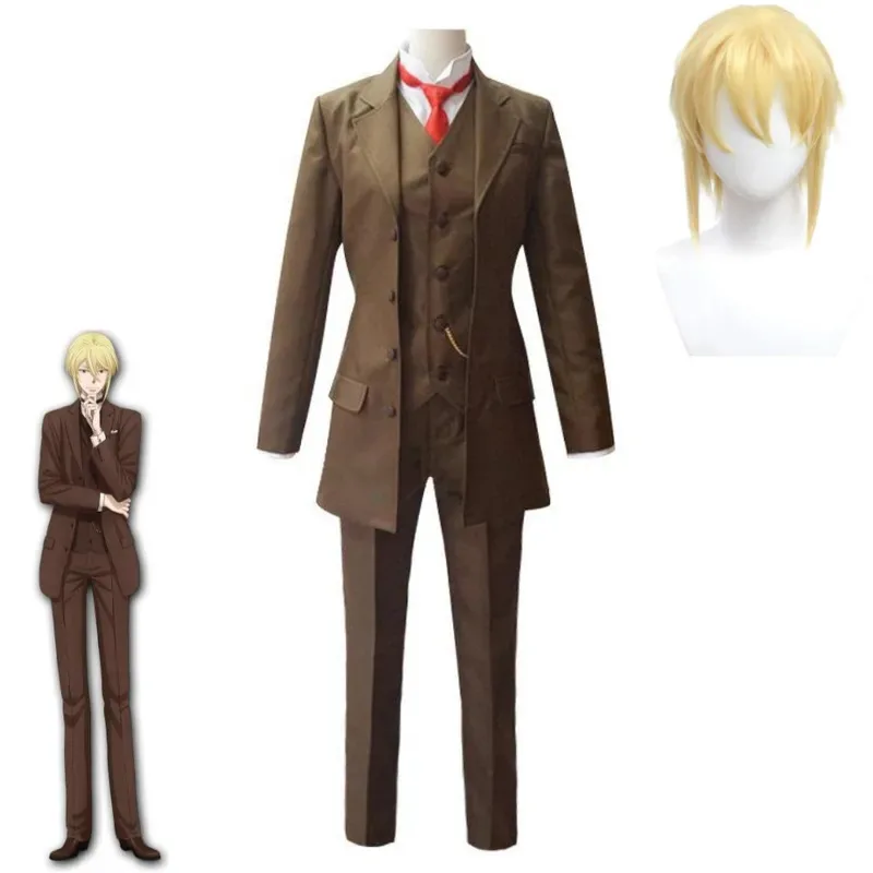 2025 aaa Anime THE PATRIOT Albert James Moriarty William Cosplay Costume Wig Brown Uniform Halloween Carnival Party Sui