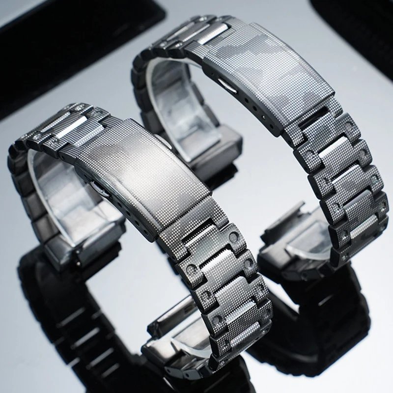 カシオ-dw5600-gmw-b5000-ga-2100-ハンマーパターンステンレススチールケースセットチタン合金ケース-diy-時計ストラップケースセット