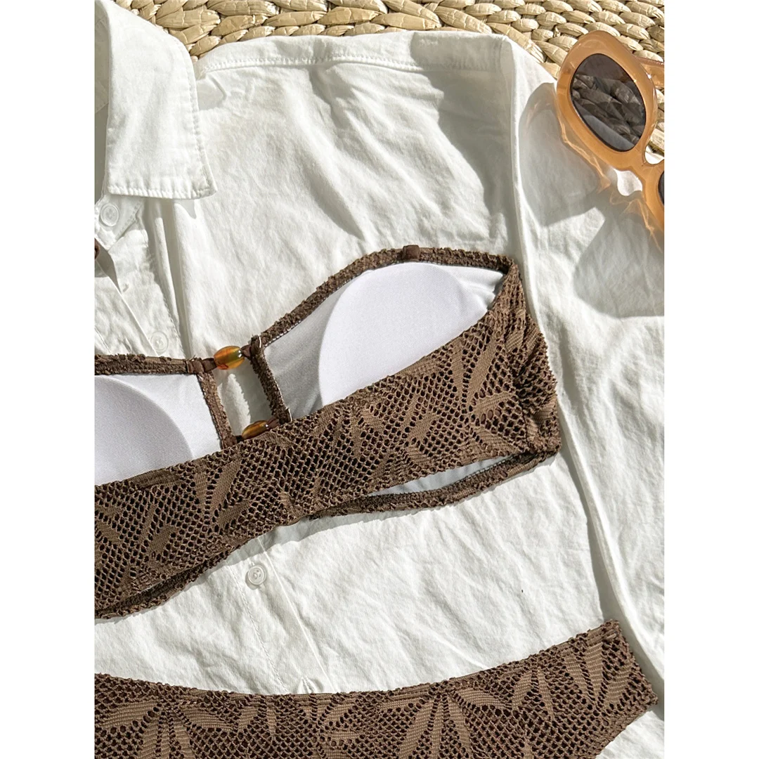 Sexy Cut-Out-Bandeau-Bikini, Damen-Badebekleidung, zweiteiliger Bikini, brasilianischer, gepolsterter Badeanzug, Badeanzug, Schwimmanzug V7959 – Detail 16