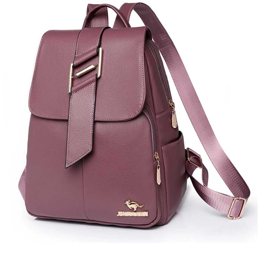 Luxury Designer New Ladies Anti-theft Backpack High Quality Leather Solid Color Women\'s Backpack Fashion New Student Bag Bolsos