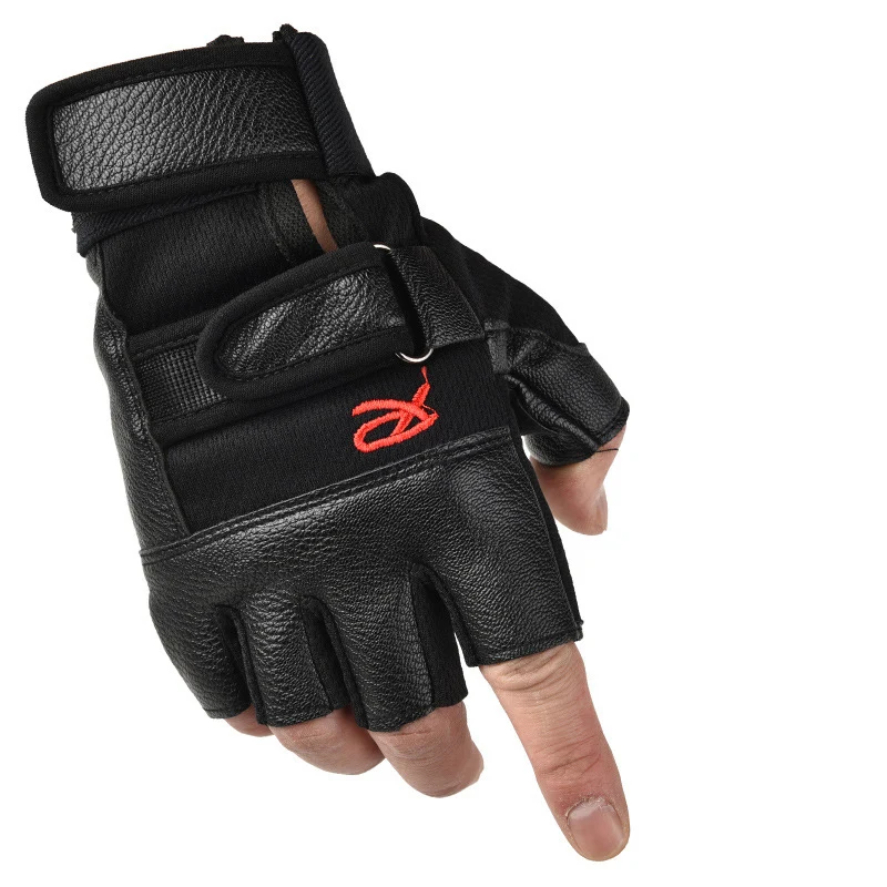 Leather Fitness Sports Weightlifting Weight Lifting Men Gym Gloves Mitts Thicken Half Finger Summer Durable