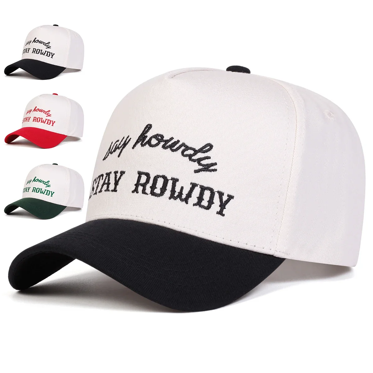 Unisex STAY ROWDY Baseballkappen mit Buchstabenstickerei, Frühling und Herbst, Sonnenschutzhut für den Außenbereich, verstellbare, lässige Trucker-Hüte