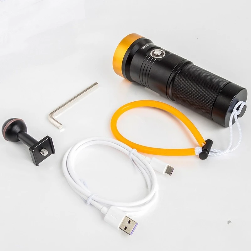 

Submersible lighting flashlight 4000 lumens with SOS stepless dimming