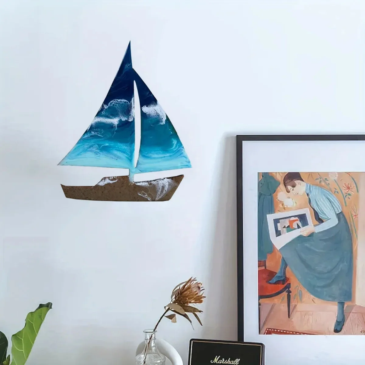 

Crafts Metal Sailboat Shape Wall Art Ocean Kids Room Decor Sailboat Artwork Beach Home Decor Gifts for Beach Lovers, Home Decor