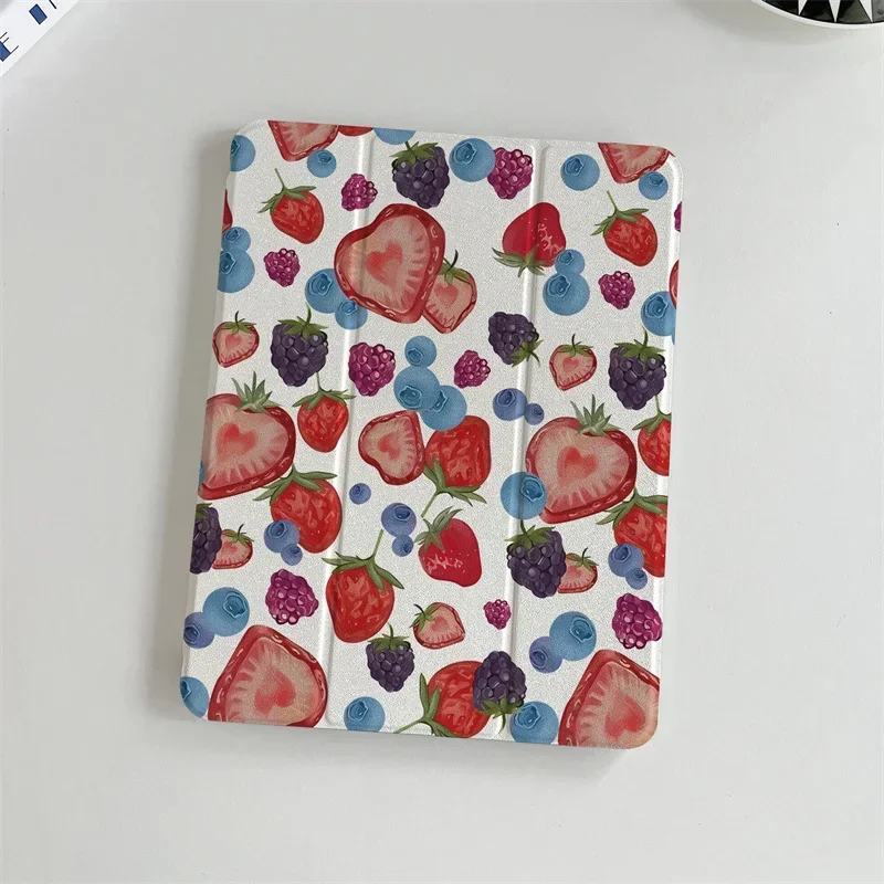 Painted strawberrie Tablet Case for Apple iPad Air 2024 Pro 11 inch Air 5/4 10.9 10th 7/8/9 10.2 Air 3 10.5 inch mini 6 5 4 Case