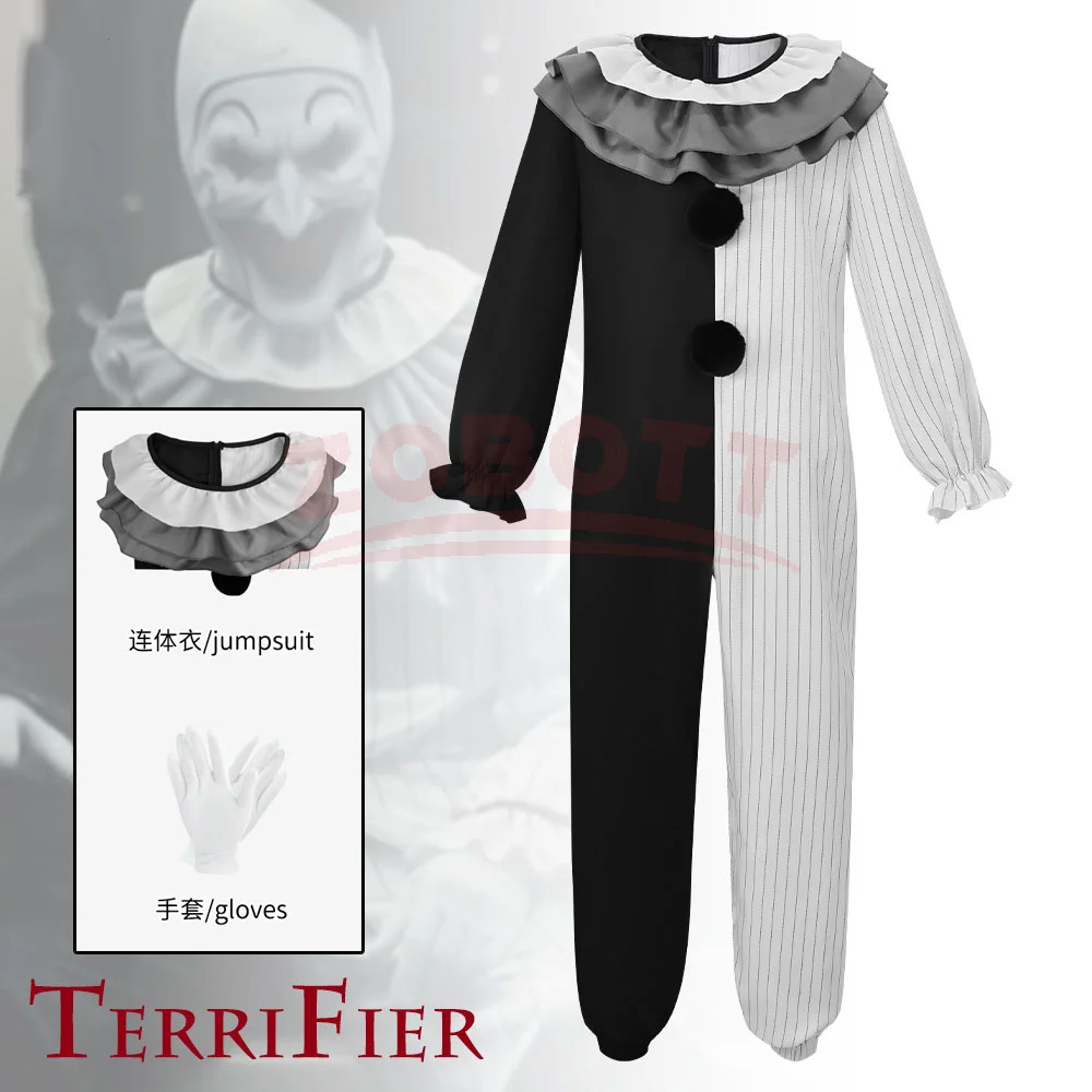 Art The Clown Cosplay  Costume Terriferr 3 Costume Killer Clown Jumpsuits Halloween Carnival Party Horror Costume