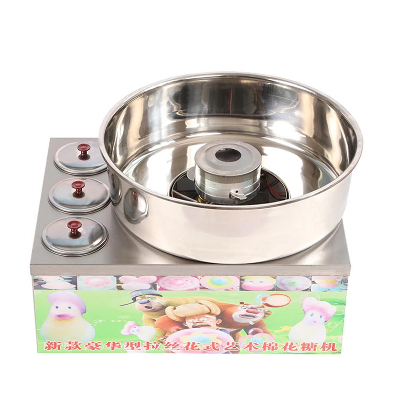 آلة حلوى القطن التجارية طاولة الغاز الكهربائية وعاء السكر رسم إنتاج فاخر كشك متنقل صغير