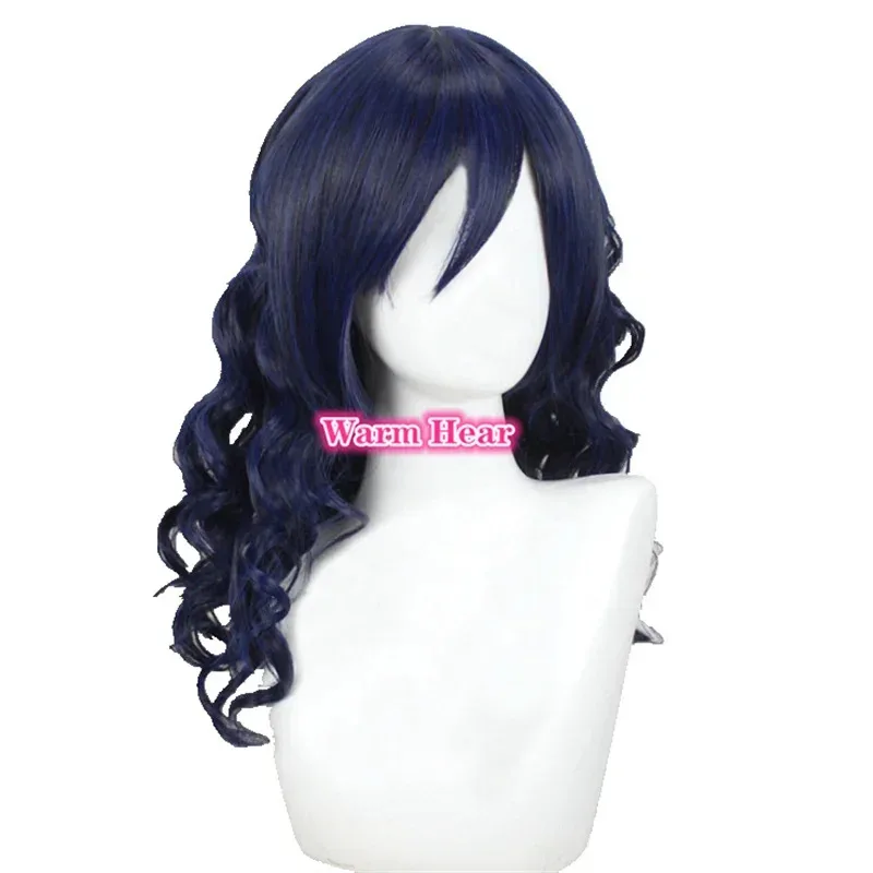Game Yandere Simulator Oka Ruto 40cm Long Blue Black Curly Wavy Cosplay + a wig capr,7;k'2.s;9,