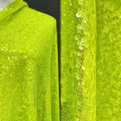 Fluorescent Green fishscale 5mm mesh sequin fabric cross-border for multi-color wedding dress bags bead embroidery fabric