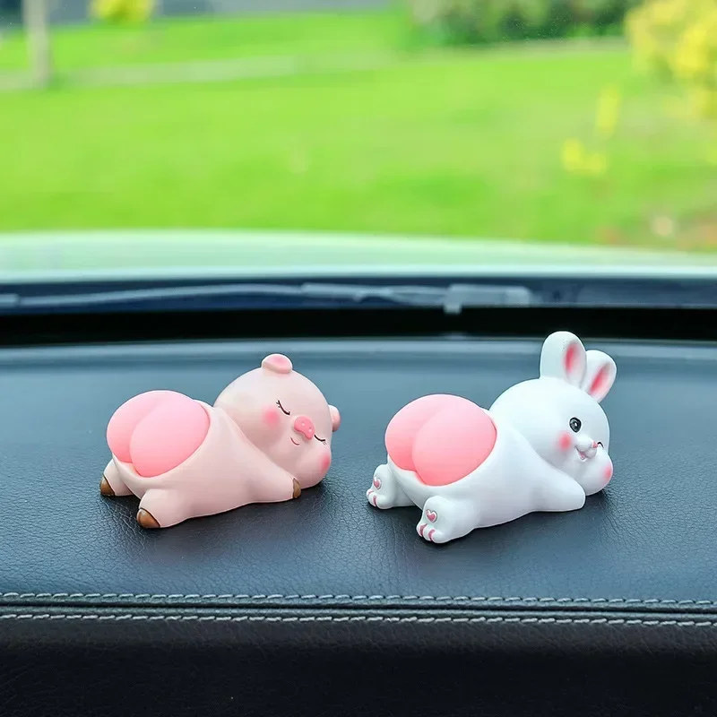 Cute Cartoon Car Ornaments Creative Panda Pig Doll Center Console Decorative Accessories Unpacking Car Interior Ornaments