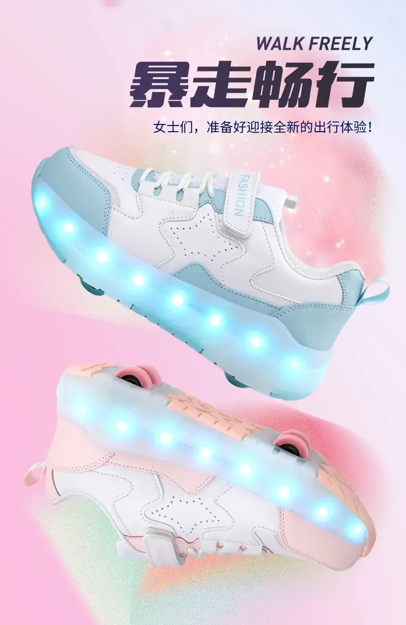 2025Flash обувь для детей, кроссовки для двойных роликовых коньков для мальчиков, невидимые автоматические роликовые туфли для школьников, легкая обувь