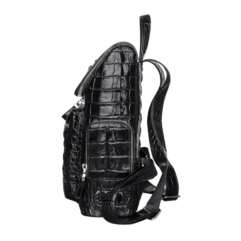 New Fashionable British Style Large Men Capacity Thai Crocodile Travel Bag 15 Inch Genuine Leather Mens Computer Laptop Backpack