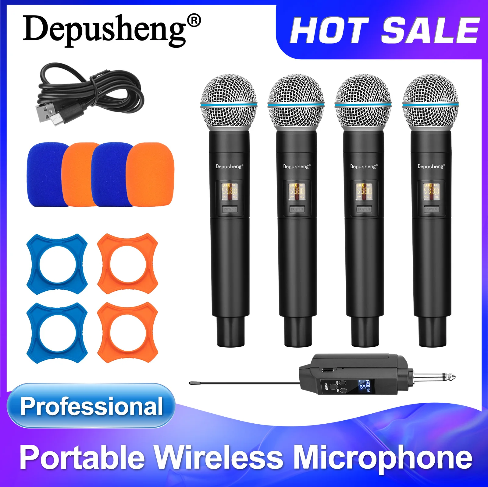 dl1-2-4-プロフェッショナルダイナミックマイクポータブルマイクカラオケワイヤレスマイク屋外ステージパフォーマンス歌