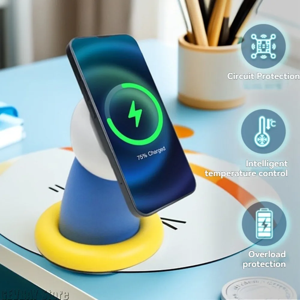 

Магнитная зарядная станция в стиле аниме, классическая форма, 15 Вт, настольная зарядная база из PLA для iPhone, Samsung, Xiaomi и других аксессуаров