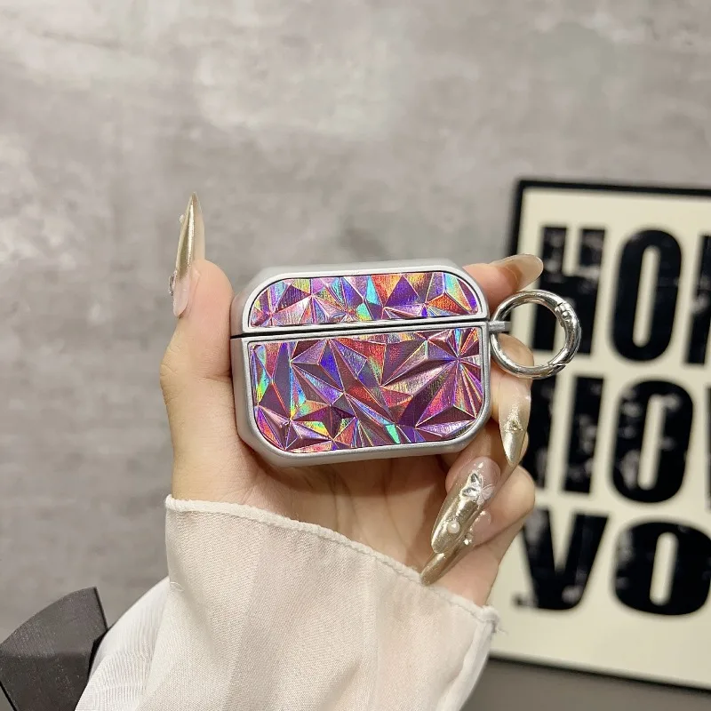 Suitable for high-end plated headphone protective case, stylish geometric pattern shock-absorbing cover, with mountain buckle