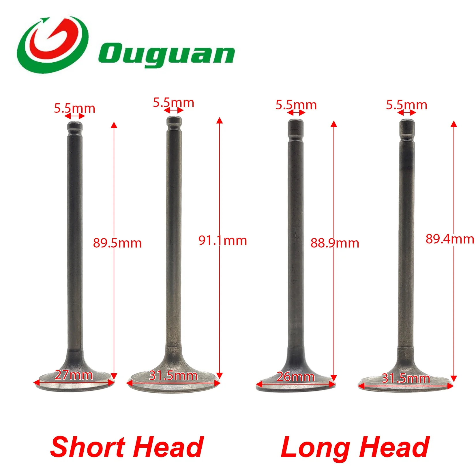

ouguan for Honda CG200 CG 200 200cc Lifan Loncin Zongshen Valve Intake Exhaust Stem Valve Kit Oil Seal Long Short Head
