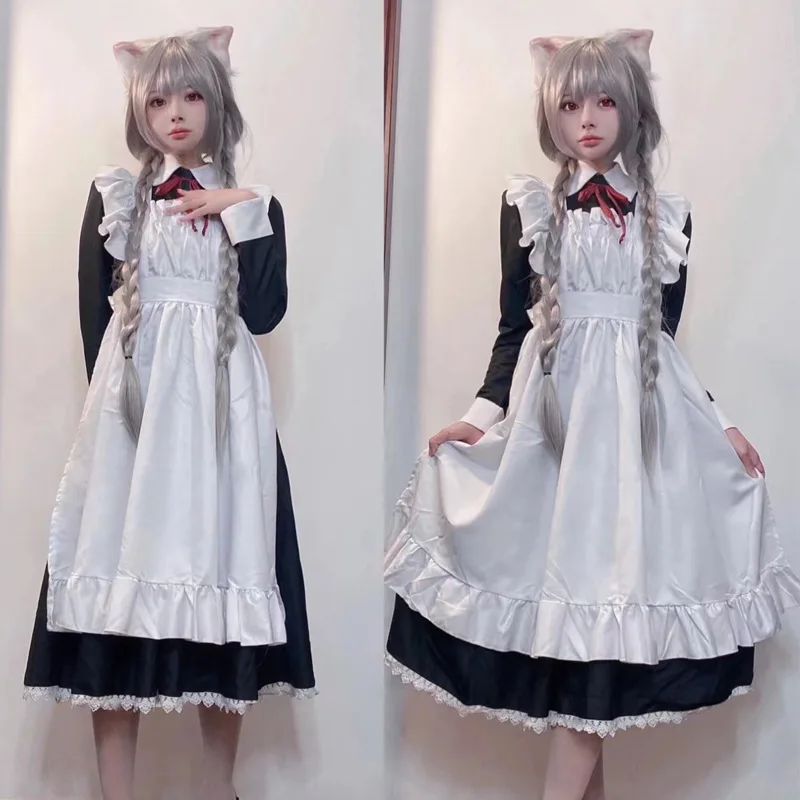 4pcs Cute Lolita Maid Dress Uniforms Cosplay Costume Japanese Anime Halloween Birthday Party Performance Girls Clothes