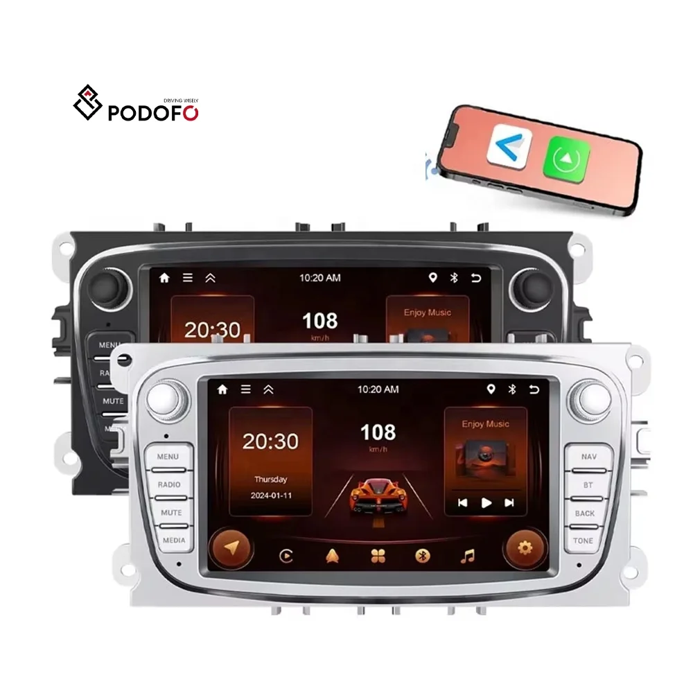 

Podofo 2+64G 7'' Android 13 Car Stereo CarPlay/Android Auto/GPS/WiFi/RDS/Network Radio for Ford/Focus/S-Max/Mondeo/Galaxy/Kuga