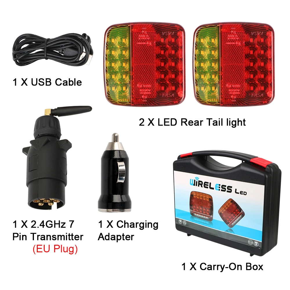 Luz trasera LED inalámbrica magnética para remolque, lámpara de freno de advertencia para caravana, RV, Camper, camión, luz trasera