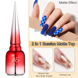 AS GEL Russian Matte Top Coat UV Gel Nail Polish 15ML Frosted Non Stick Powder Mat Top Coat No Wipe Semi Permanent Seal Gels