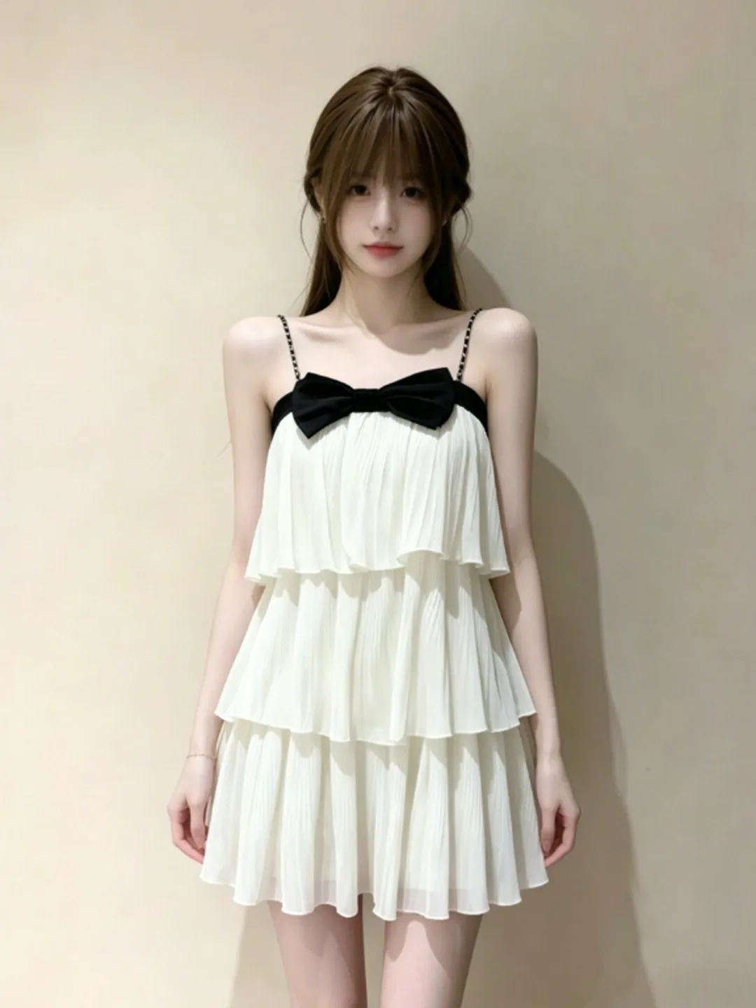 

Sweet Knot Cake Skirt Dress Unique Small Size Gentle Style Cotton Summer Dress mid High Waist Midi Dress for Women