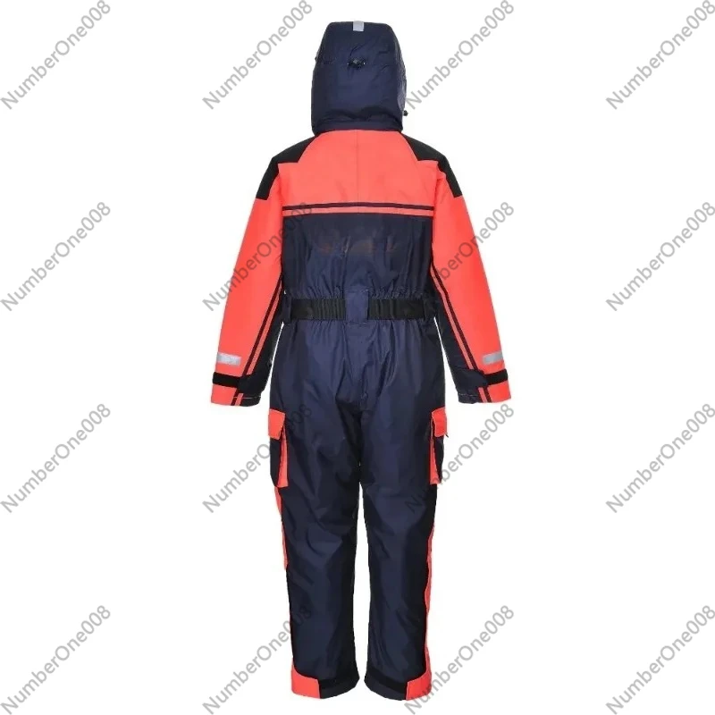 Waterproof Breathable Fishing Coverall, Anti-Fouling Winter Sailing Suit for Men, Outdoor Marine Work Clothing with Hood