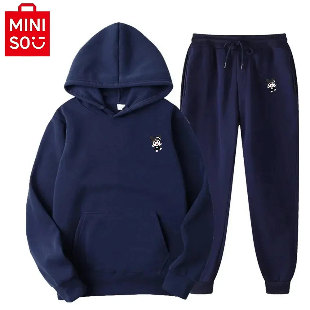 MINISO Fashion Best Sellers Sanrio Leisurewear Drawstring Kangaroo Pocket Hoodie Coordinates Kuromi Cartoon Anime Printing