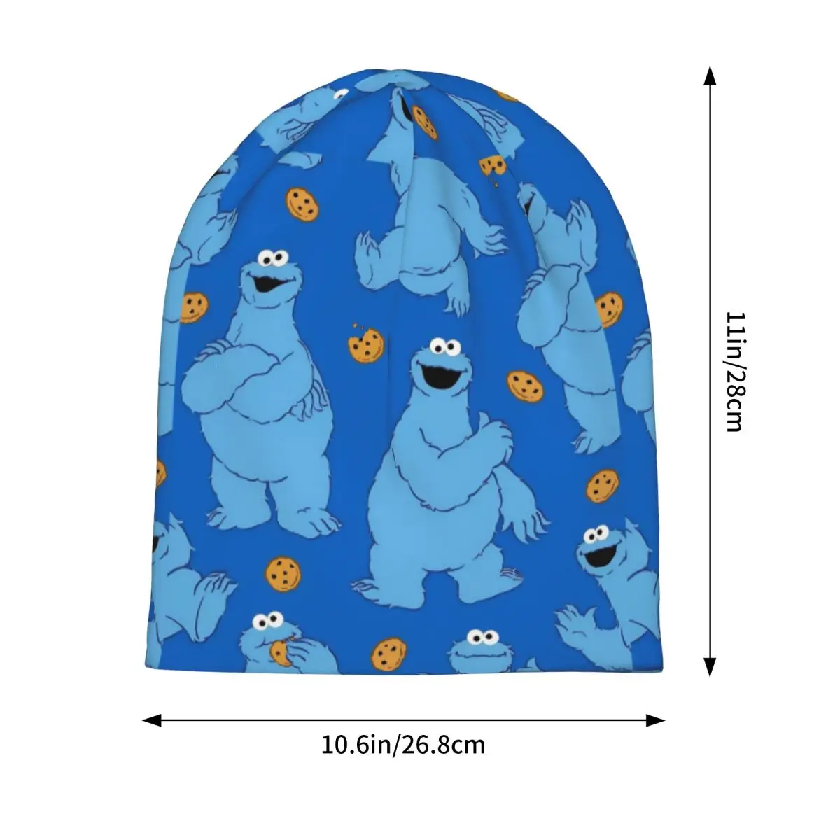 Sesame Street Cartoon Bonnet Hat Vintage Outdoor Skullies Beanies Hat Cookie Monster Unisex Warm Dual-use Cap