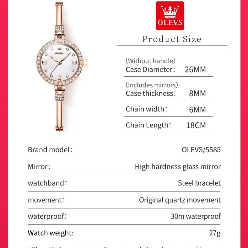 OLEVS-Reloj de pulsera de diamante para mujer, cronógrafo ultrafino con esfera de 8mm, de lujo, elegante, a la moda, Original