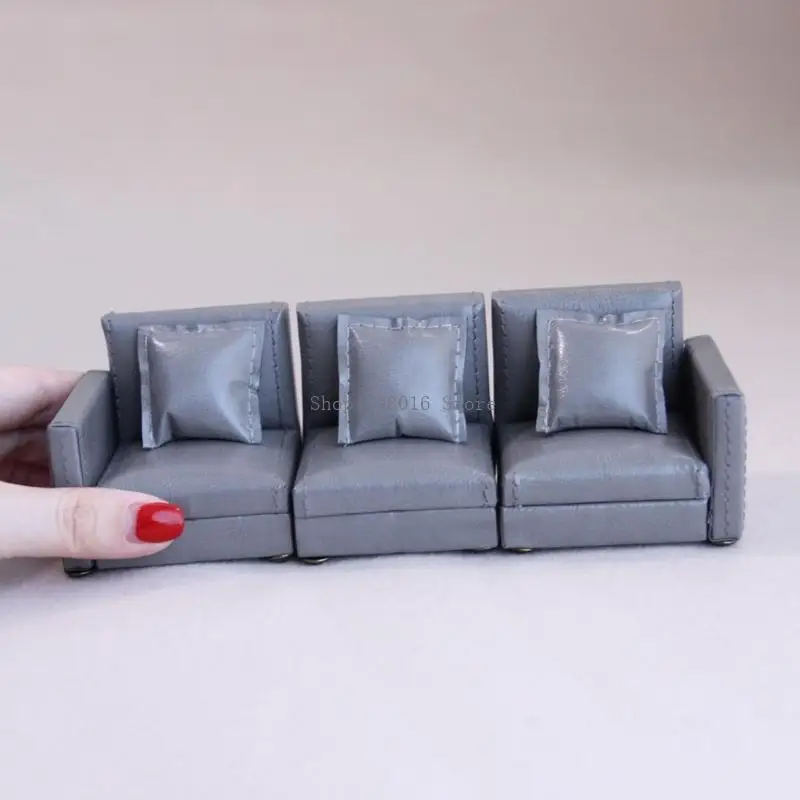 

Dollhouses Sofa Wooden Structure Upholstery 1/12 Scale Room Decos