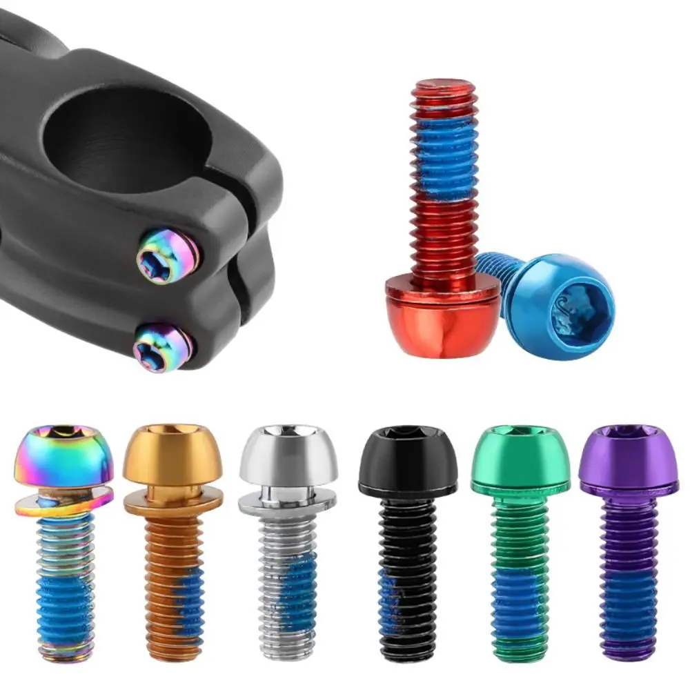 Titanium-plated Bicycle Handlebar Screws M6 17MM Bike Handle in Bolts Stainless Steel Colorful Bicycle Disc Brake Caliper Bolt