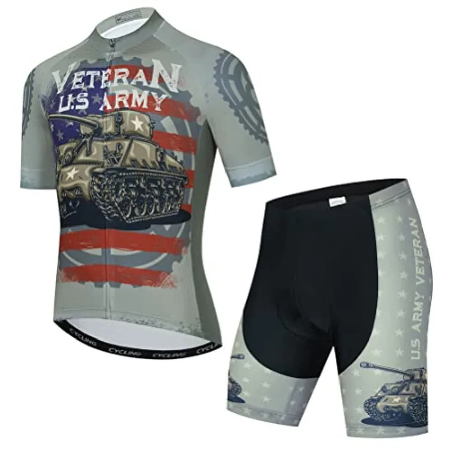 

Men Cycling Jersey Set Cycle Short Sleeve Shirt and 3D Cushion Shorts Padded Suit Biking Top