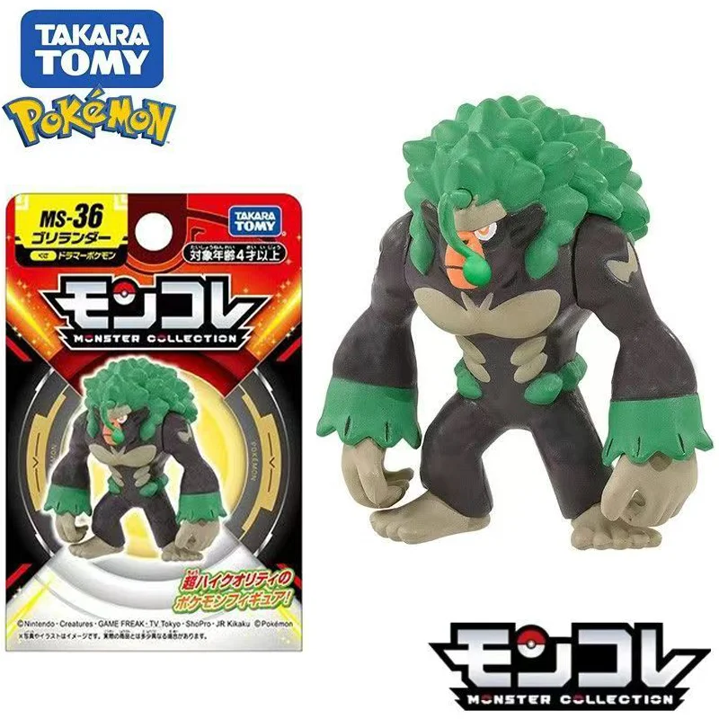 En stock, Takara Tomy Tomica Pokemon Pocket Monsters Moncolle MS-36 Rillaboom, figuras de Anime, juguetes, adorno de escritorio, regalos de cumpleaños