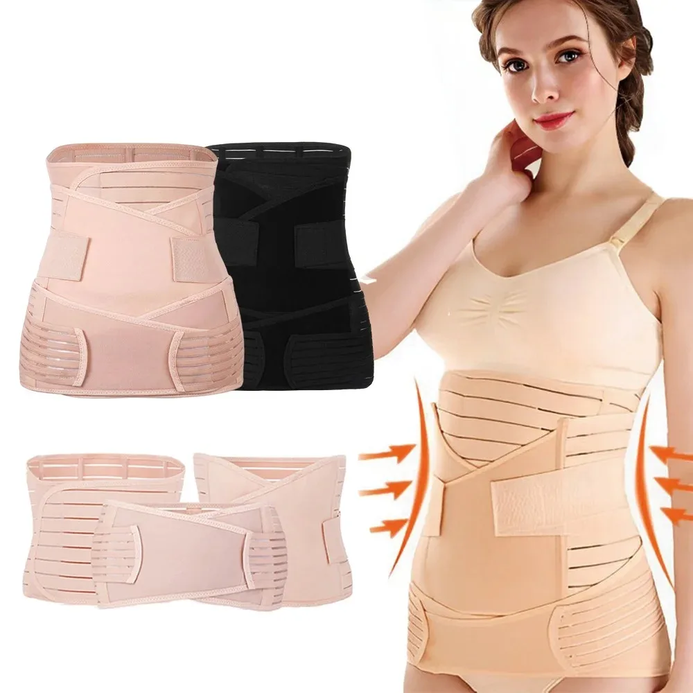 3In1 Corset Postpartum Band Pregnant Women Tummy Belly Peis Belt Wrap Waist Trainer Recovery Bandage Strap Body Shaper