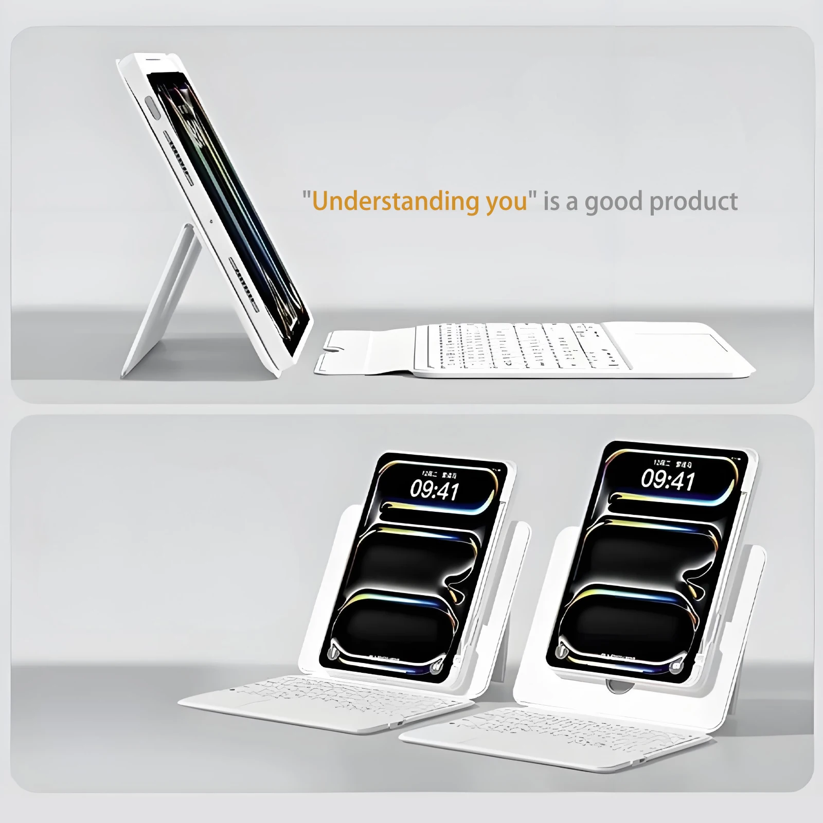 Ifacemall Bluetooth Keyboard for iPad&Air&Pro Multiple Size Magic Keyboard Rotate 360° Impact-resistant Separable Keyboard Case
