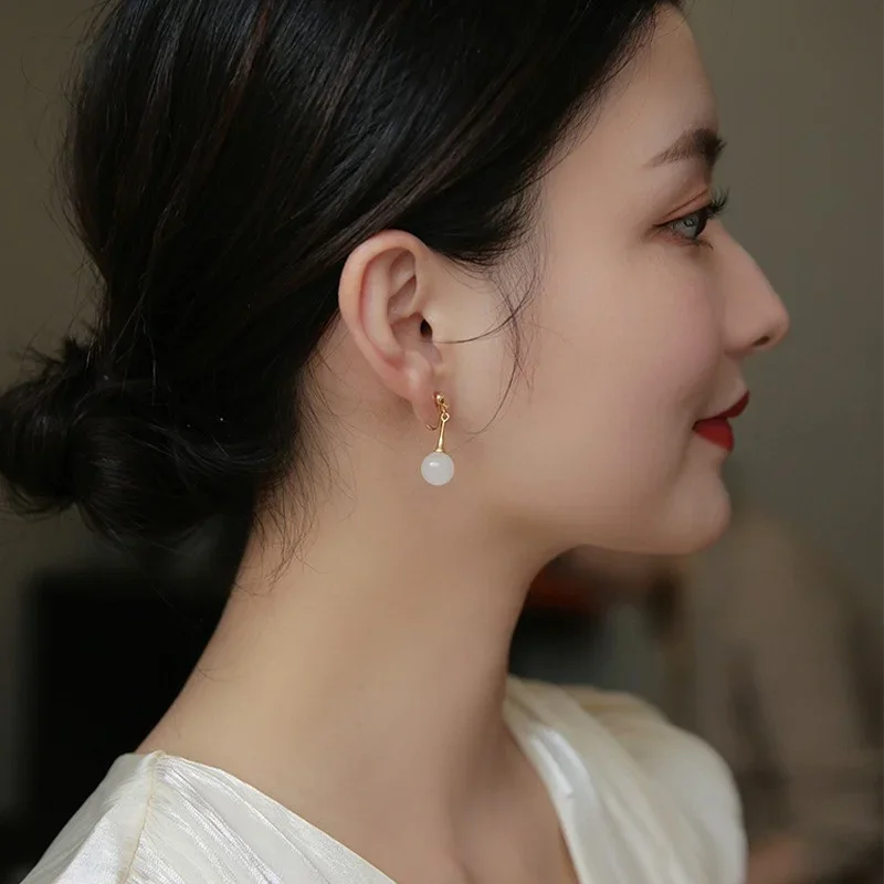 Minar Retro Multiple Green Color Hetian Jade Natural Stone Long Drop Earrings for Women Baroque Freshwater Pearl Tassel Earring