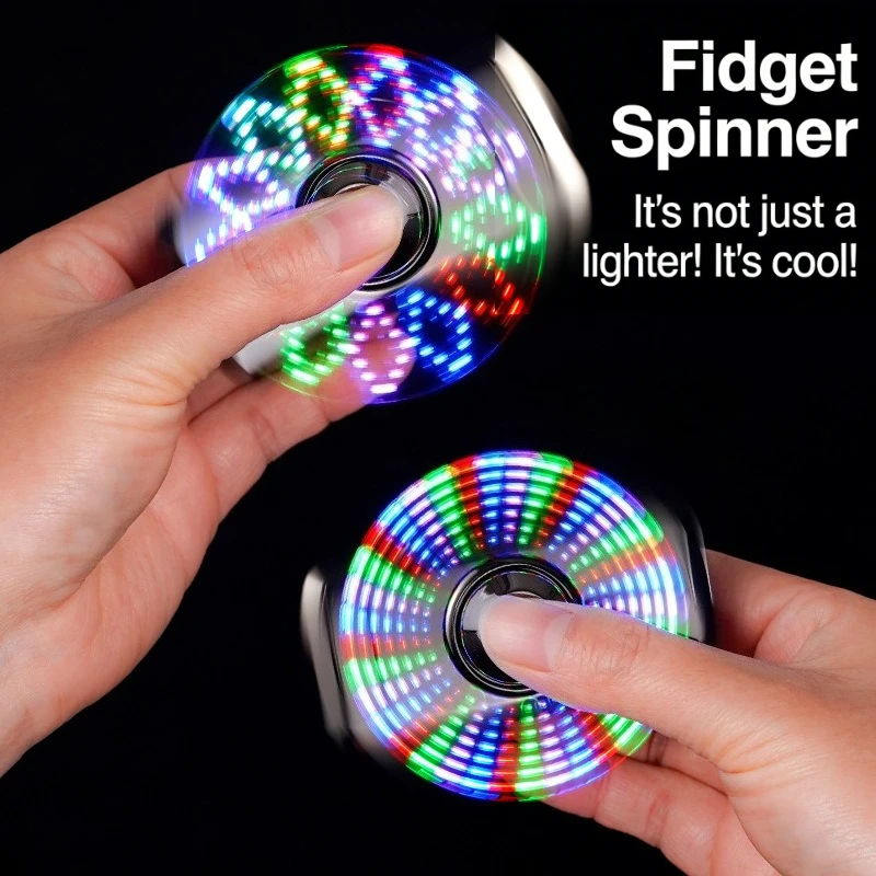 Smart Sensor Fidget Spinner Lighter – 5-Mode Ignition Windproof Red Jet Flame, USB Rechargeable with LED Flashlight