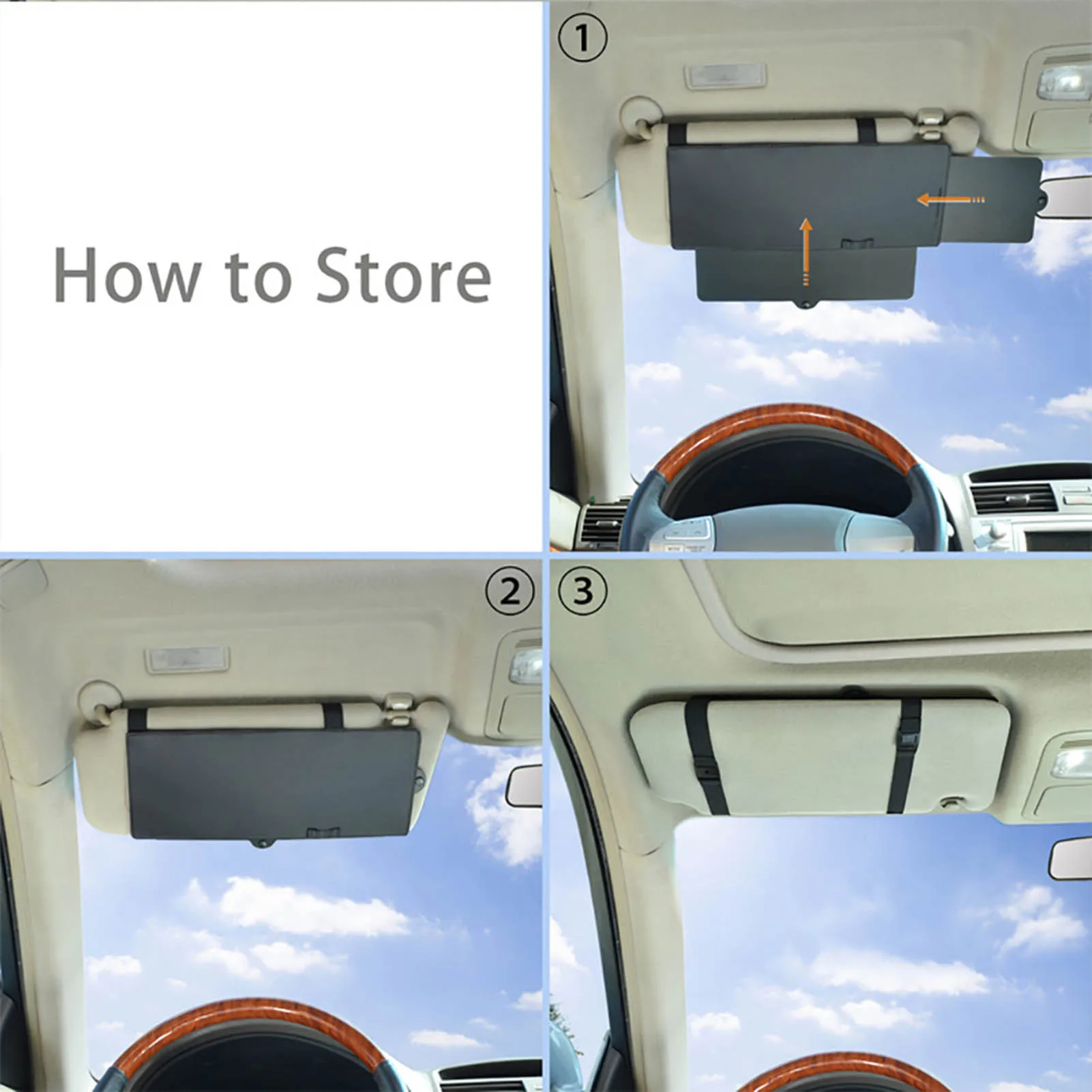 Car Sun Visor Extender Anti-glare Window Sun Blocker Protects Sunshade Polarized Front Side For Glare Snow Blindness Fog UV Rays