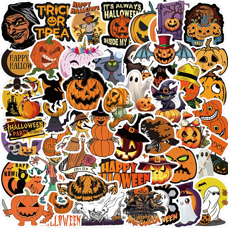 50Pcs new cartoon Halloween themed party decoration stickers helmets laptops water bottles home DIY party decoration stickers